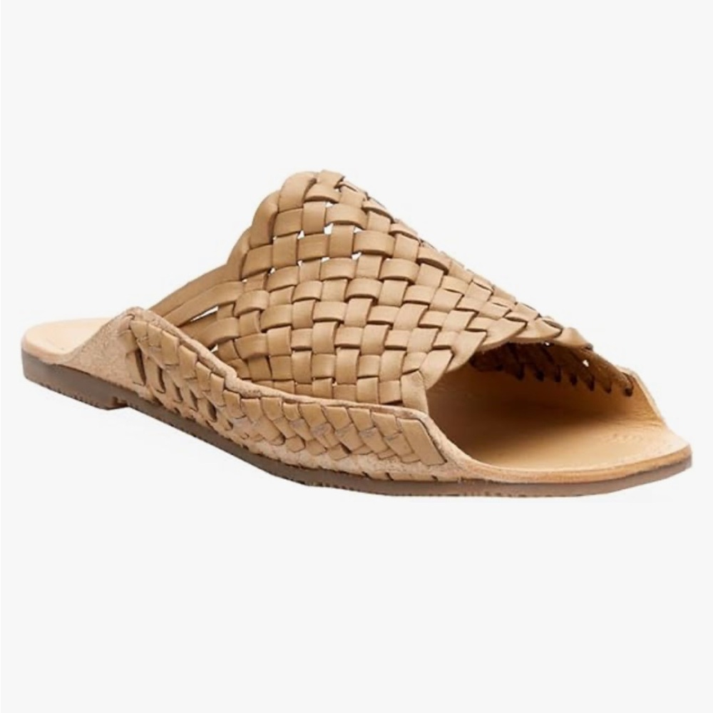 Coconuts Matisse Basketweave Woven Natural Twister Leather Sandals Slides